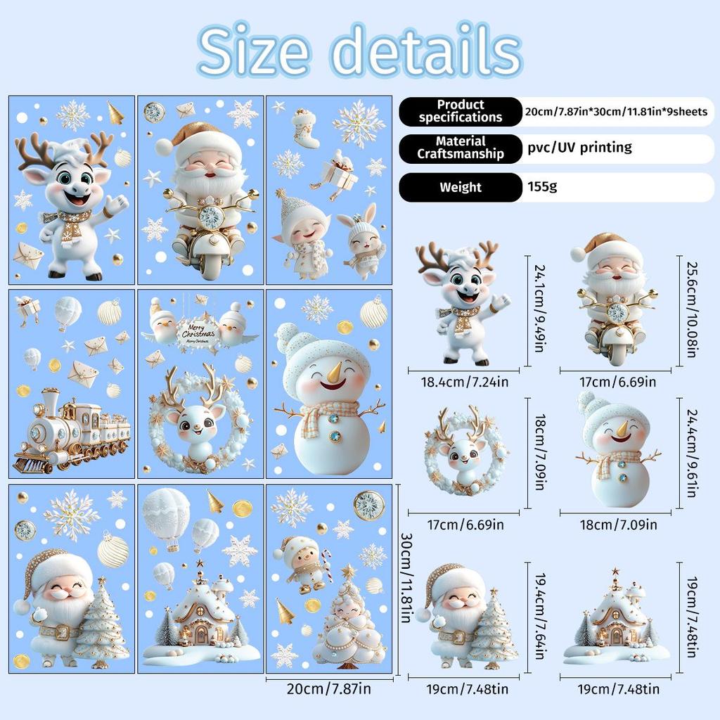 Christmas & New Year Glass Window Clings: Festive Static Stickers for Holiday Decoration