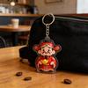 Keychain Pendant God of Wealth Charm Acrylic Double-Sided Clear National Keychain Lucky Yuanbao Decoration