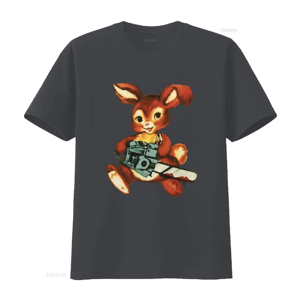 Chainsaw Bunny Funny Freaky T Shirt for Adults Unique Design Any Size Available vintage Washed homme Comfortable Casual Stylish