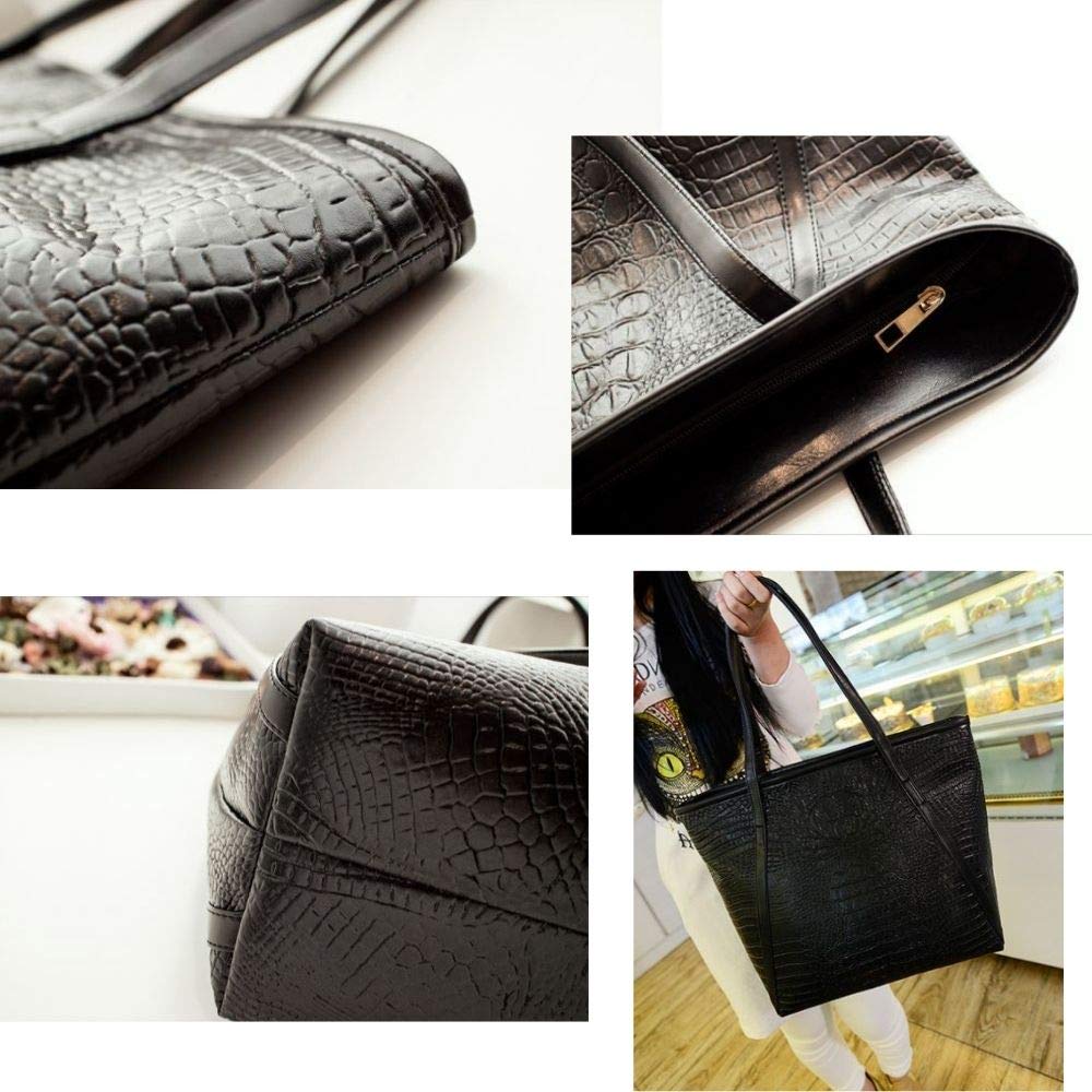 Homarina Commuter A4 Size Tote Large A4 Lightweight Leather Shoulder Perfect for Job Hunting Bag, Bag, Women's, Black, Capacity, Size, Bag, Zippered,