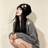 Háčkovaná čepice s hvězdami, volný střih, japonský styl, kukla, odolná, navlékací čepice, venkovní