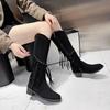 Fashion Retro Chunky Heel Thigh Boots Fall/Winter 2025 New Fringed Knee-high Boots