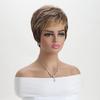 Short Pixie Cut Wigs for White Women Mixed Blonde Short Wigs with Brown Synthetic Natural Hair Wigs for Women