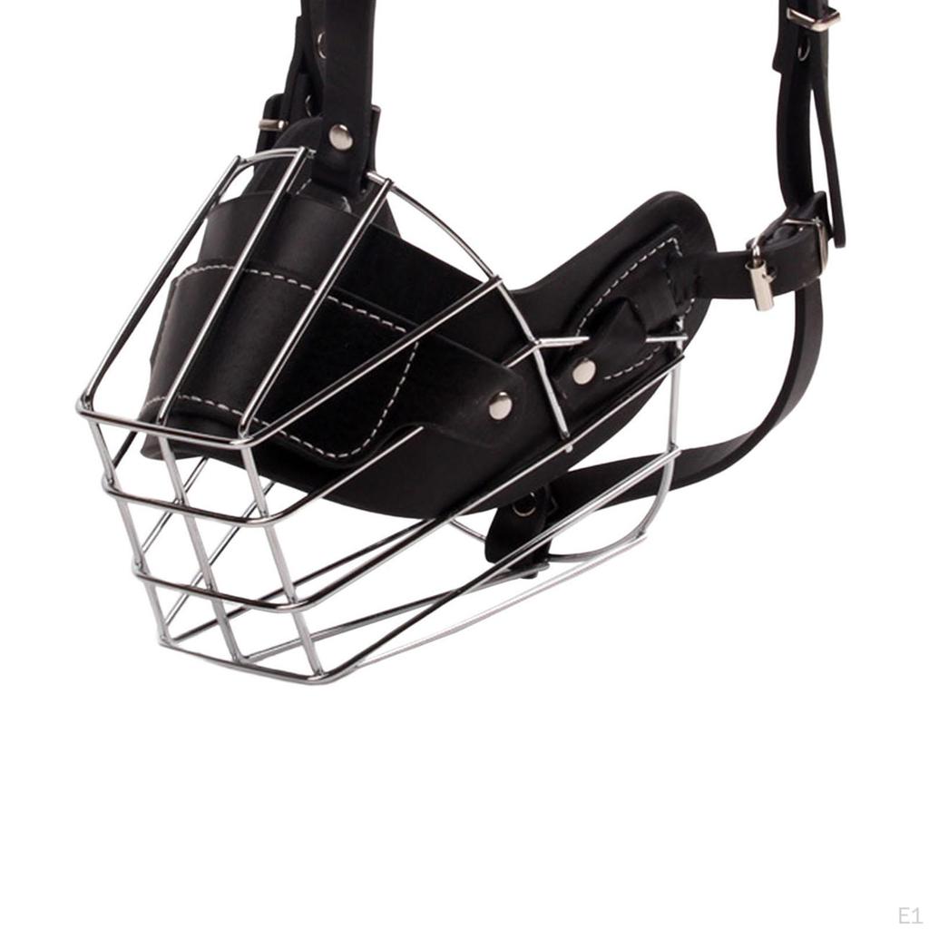 Pet Muzzle for Dog Anti Bite Bark Adjustable Mouth Cover Metal Mask