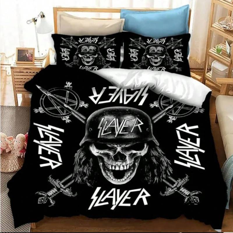 Metal Slayer Heavy Band Music Comforter Print Bedding Three Piece Bedroom Set