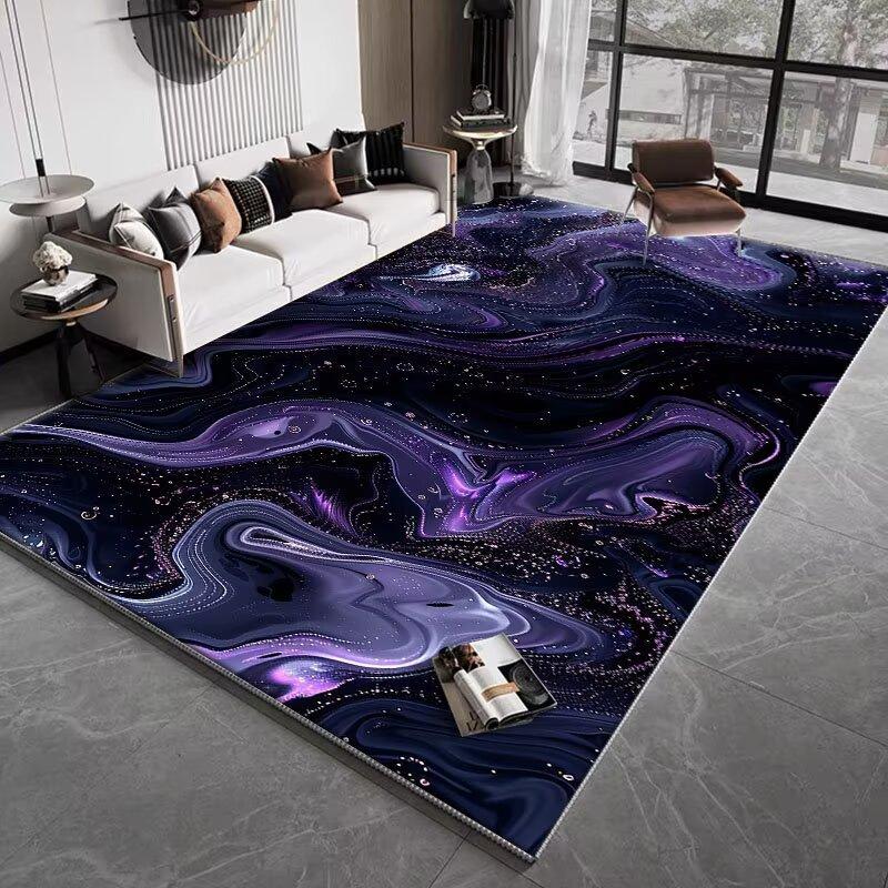 Modern Abstract Blackish Purple Living Room Decor Rug Light Luxury Big Size Gaming Room Carpet Soft Antiskid Tatami Mat Washable