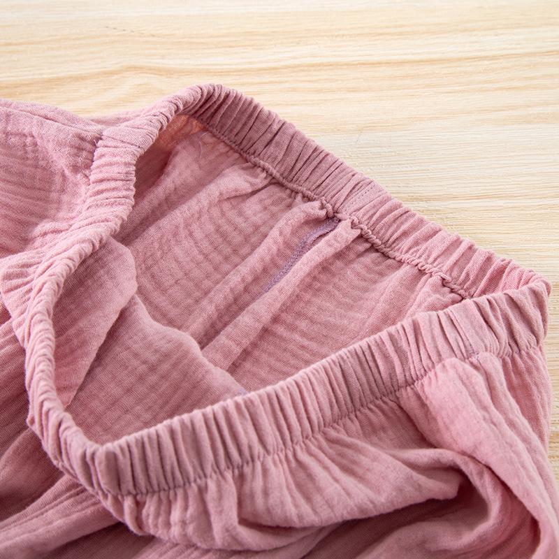 Pyjama Kimono Hanfu Style Japonais Ensemble de Nuit pour Femmes Couleur Fraîche Fil de Coton Crêpe Manches Courtes Short Combinaison d'Intérieur