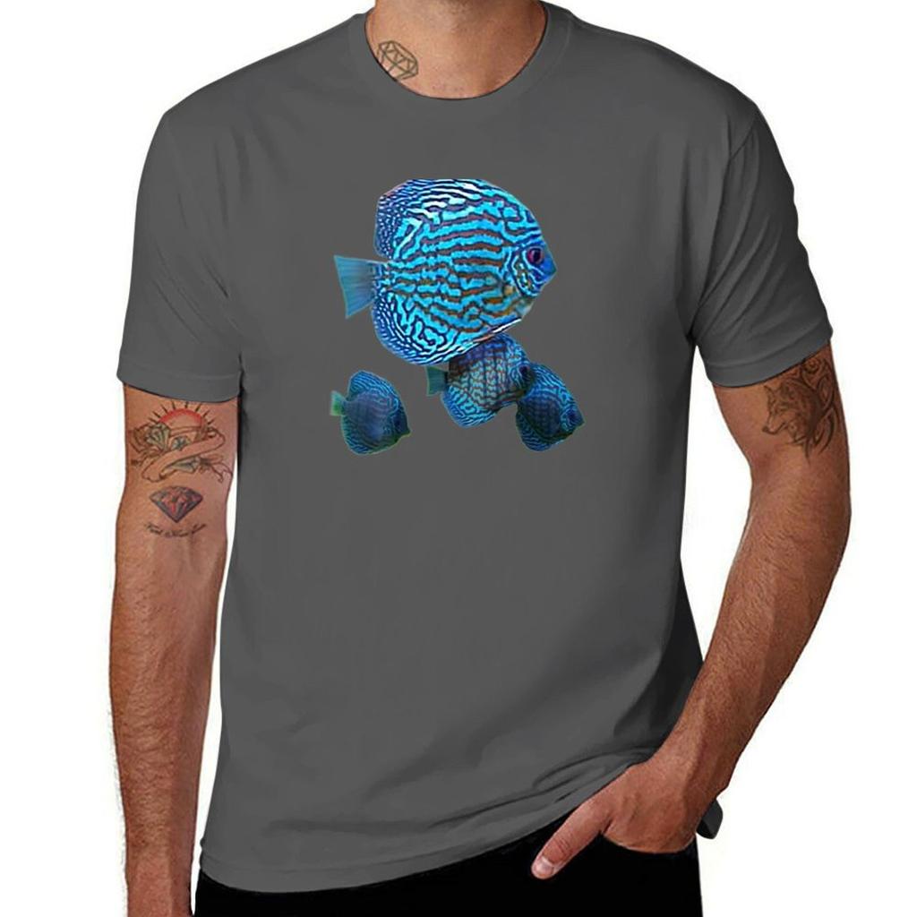 FISH DISCUS BLUE TShirt Regular Fit Plain Tee Shirt