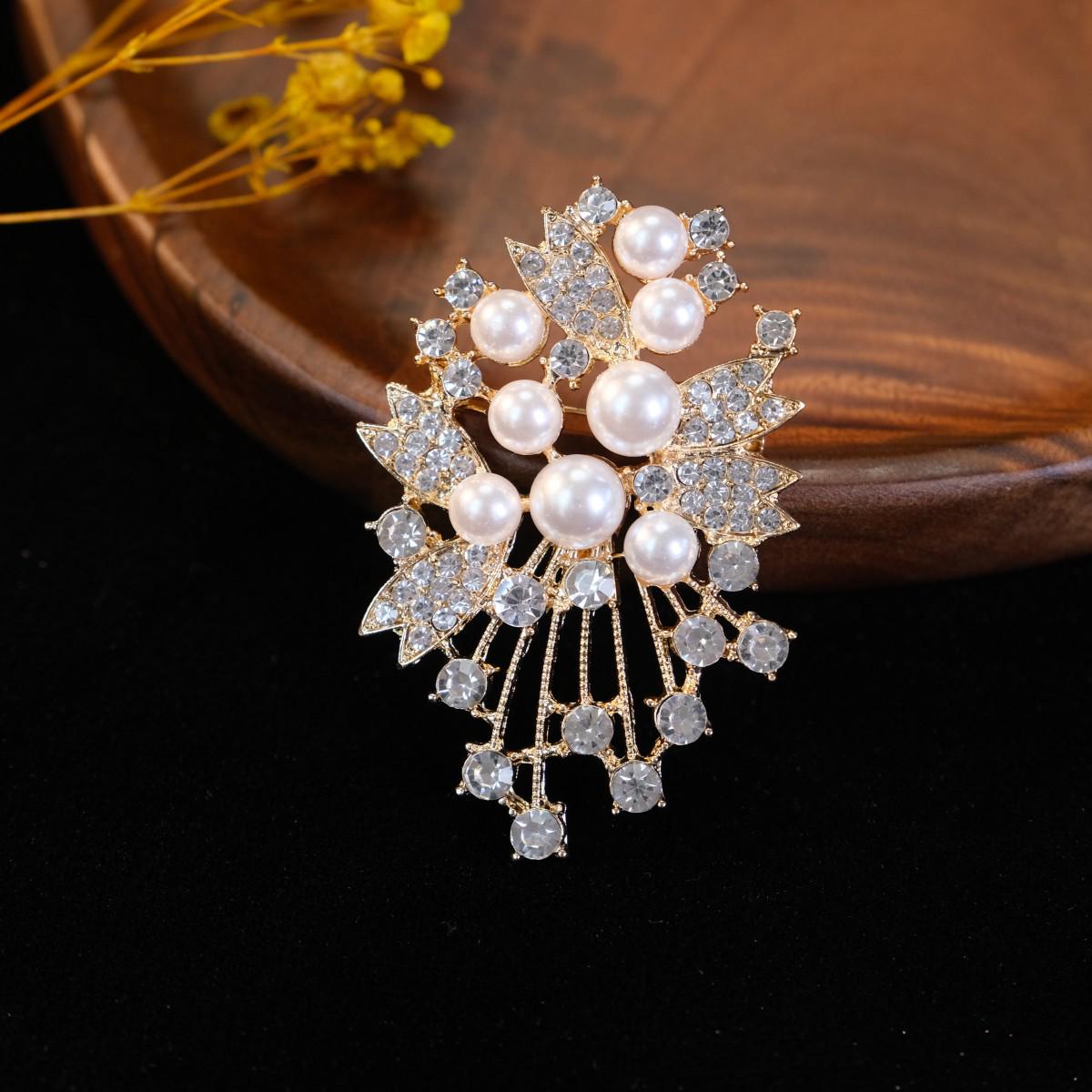 

Элегантная ретро брошь с жемчугом: Аксессуар-брошь из сплава высокого класса для женщин