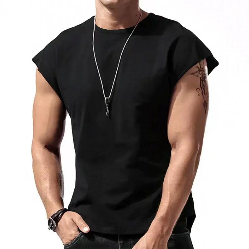 T-shirt da Uomo Estiva a Maniche Corte in Sezione Sottile a Tinta Unita T-shirt Giovanile Girocollo Casual Ampia