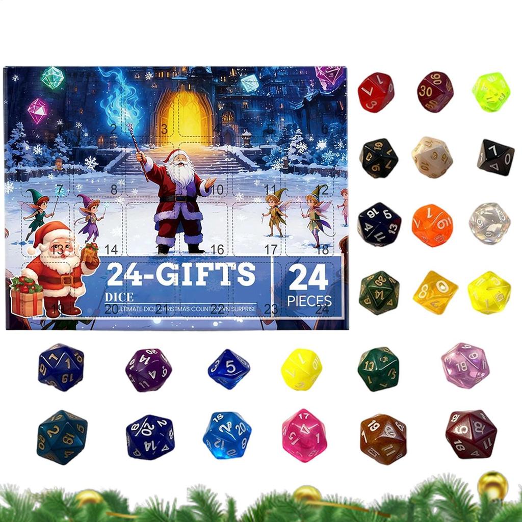 Weihnachts-Adventswürfelkalender Sortiert Geprägt Tischspiel Würfelset Countdown-Kalender für Weihnachten für Familie Männer Jugendliche