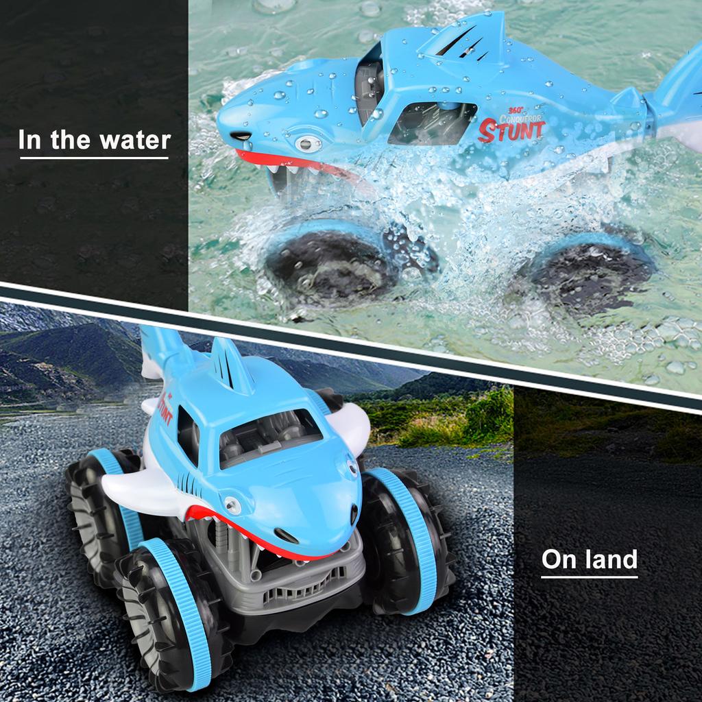 RC Stunt Car Amphibious RC Car for Kids 2 In 1 RC Boat 2.4GHz 360 Degrees  Rotate All Terrains Xmas