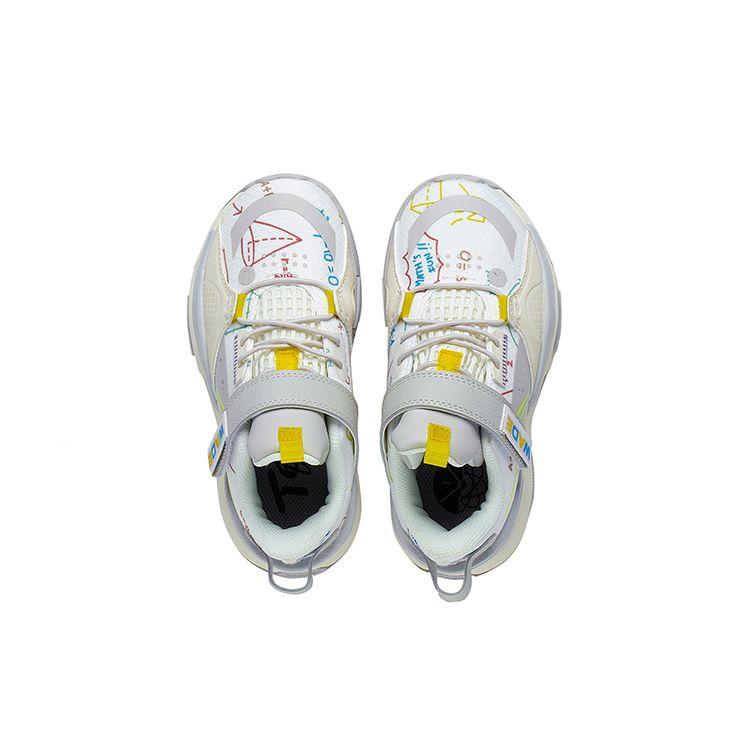 Li Ning Kids Sports Lifestyle Series Shock Absorption Rebound Letter Pattern Casual Shoes Kids Casual Shoes White Gray YKNT036-5