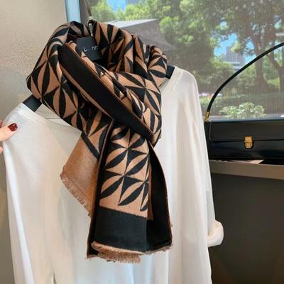 Verdickter Schal für Damen Abstrakt Geometrischer Imitations-Kaschmir-Schal Schal Doppelfunktion Winter Warm Damen-Schal Doppelseitig