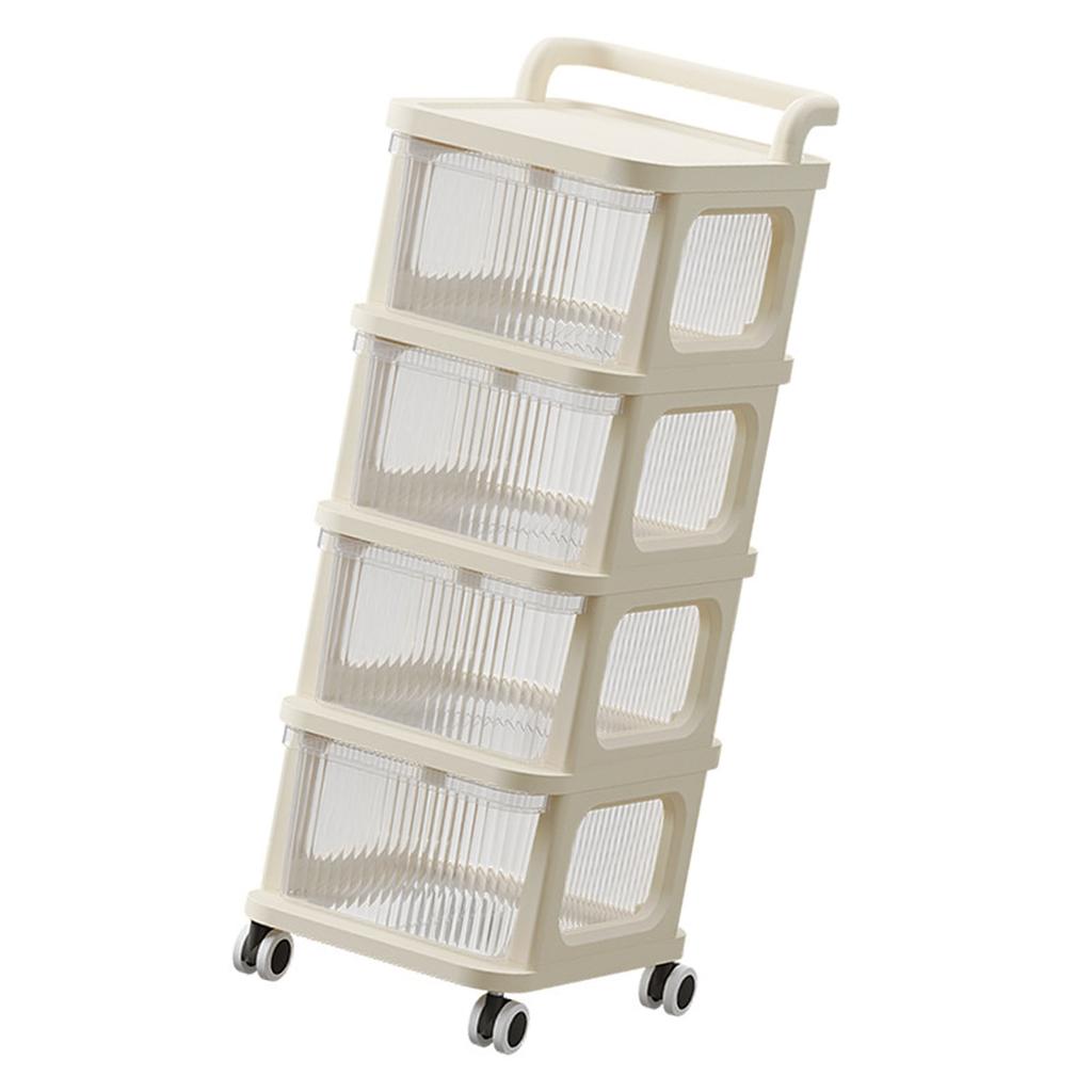 Rollwagen mit durchsichtiger Schublade Multifunktionaler Rollender Aufbewahrungswagen Organizer mit Rädern für Schlafzimmer
