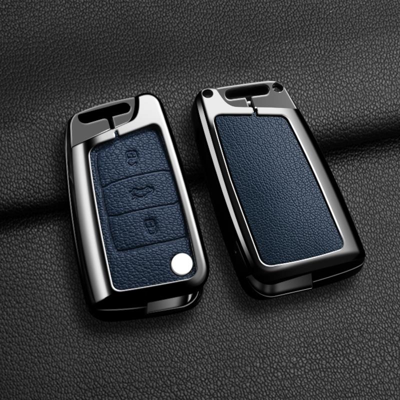 Interior Mouldings Metal Leather Car Key Cover For Volkswagen VW Polo Golf 7 MK7 Tiguan Passat For Skoda Octavia Kodiaq Karoq Fo