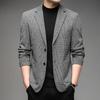 Men's Suit Jacket Fashion Plaid Free Hot Temperament Men's High-end and Middle-aged Casual Mulberry Silk Suit