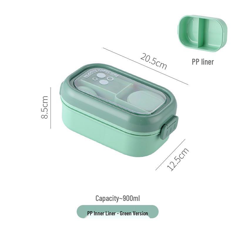 Microwavable Japanese-Style Wheat Straw Lunch Box Set with Compartments for Students and Office Workers