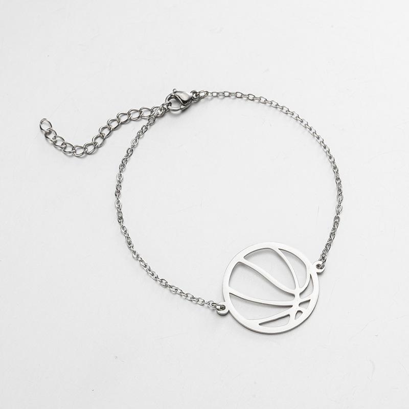 Stainless Steel Cartoon Geometric Basketball Pendant Bracelet for Men & Women