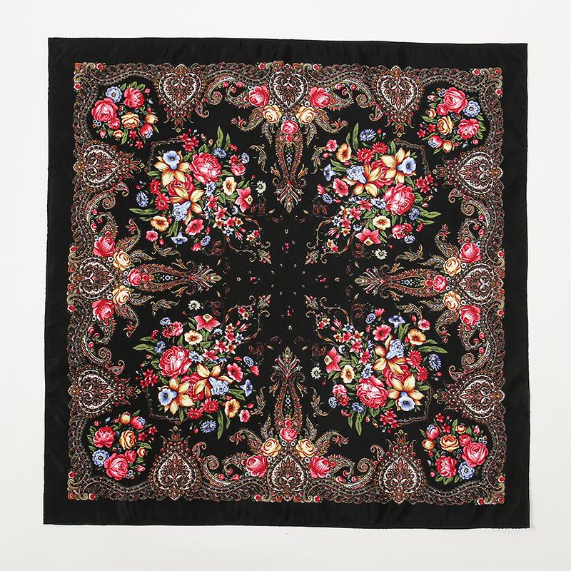 High-Quality 70cm Square Fashion Scarf Women Floral Cotton Bandanas Lady Scarves HIjab Headband Accessories Handkerchief Hair