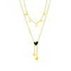 Minimalist Fashion Heart Tassel Irregular Double Layer Titanium Steel Necklace