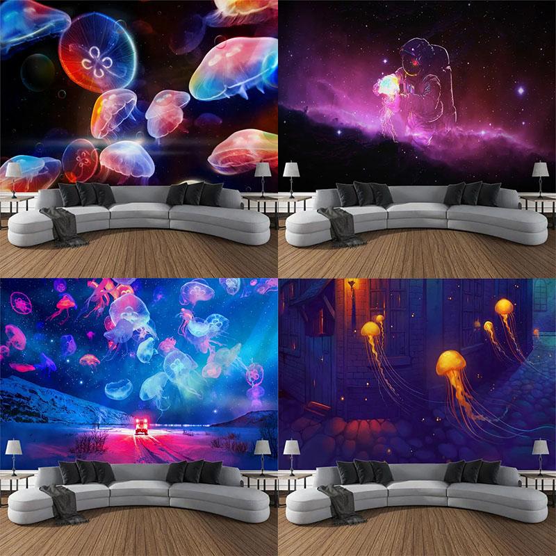 

Sci-fi Jellyfish Tapestry Office Living Room Decoration Home Wall Tapestry 100x75cm