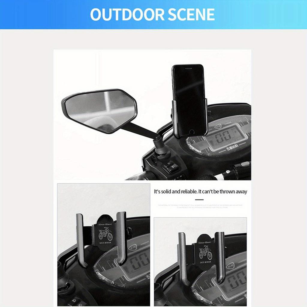 Heavy-Duty Motorcycle Phone & GPS Holder Adjustable Clamp with Free Mount, Compatible for Smartphones Tablets Navigation Devices