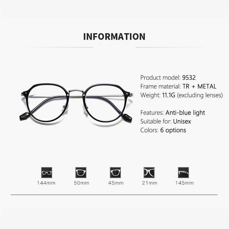 A Woman With A Big Face Wearing Glasses And Having Myopia Is Protecting Herself From Blue Light.