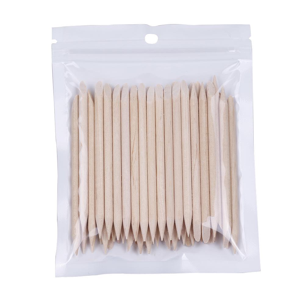 High-Grade Double-Ended Beech Wood Cuticle Pusher & Dotting Tool for Press-On Nail Removal – Available in 100 or 50 Sticks per Bag