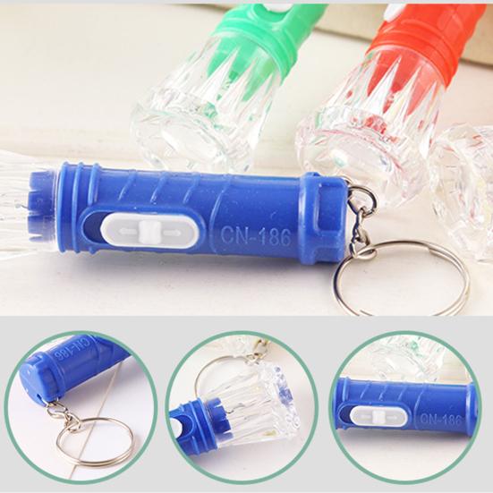 10Pcs Flashlight Toy Metal Buckle Portable Diamond Shape Exquisite Comfortable Grip Entertainment Fine Workmanship Kids Flash Light Key Rings Pendant