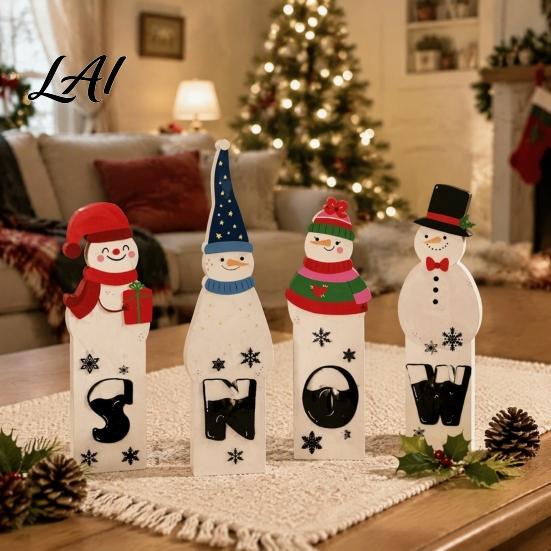 Tiered Tray Display Items Wooden Christmas Decor Santa Reindeer Snowman Figurines Festive Elk for Holiday Tabletop Decorations And Rustic Home