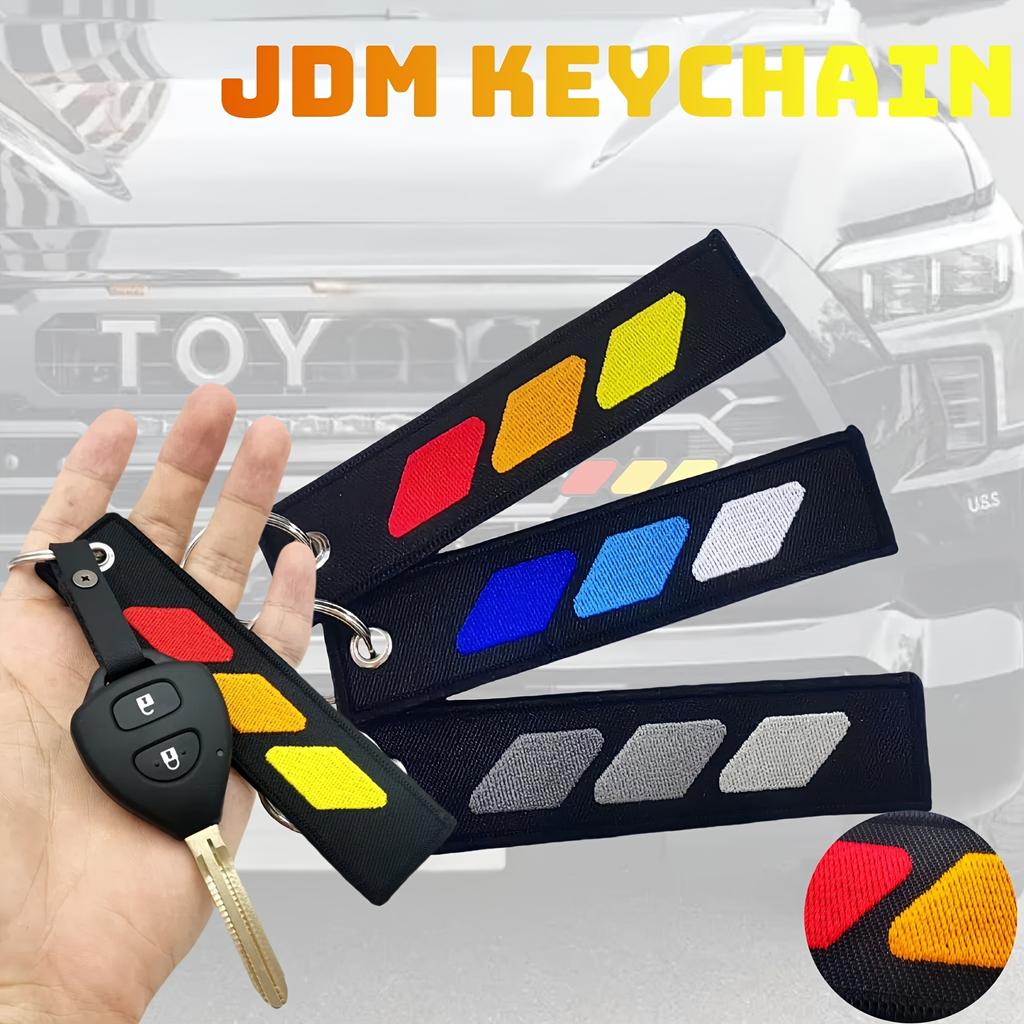 1pc Tricolor Car Keychain Embroidery Cloth Key Tag Car Keyring The Ideal Keychain for Men for Car/Motorcycle Accessories for Off-Road Vehicles