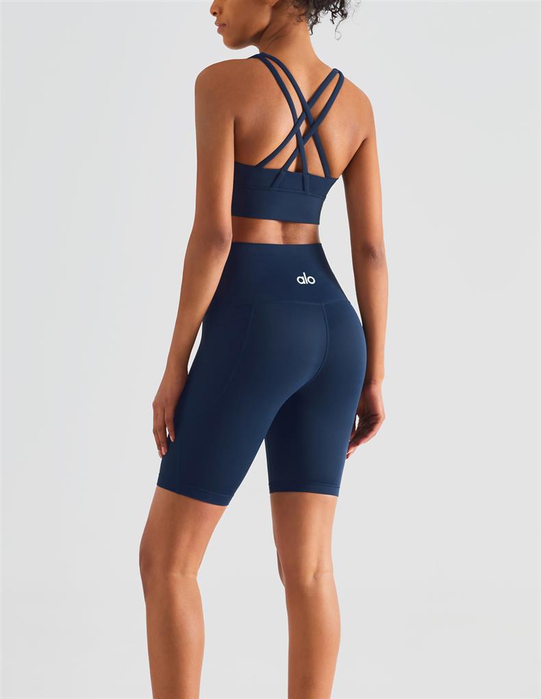 Pantaloncini da Yoga a Vita Alta Color Pesca con Tasche – Senza Cuciture, Vestibilità Comoda per Donna