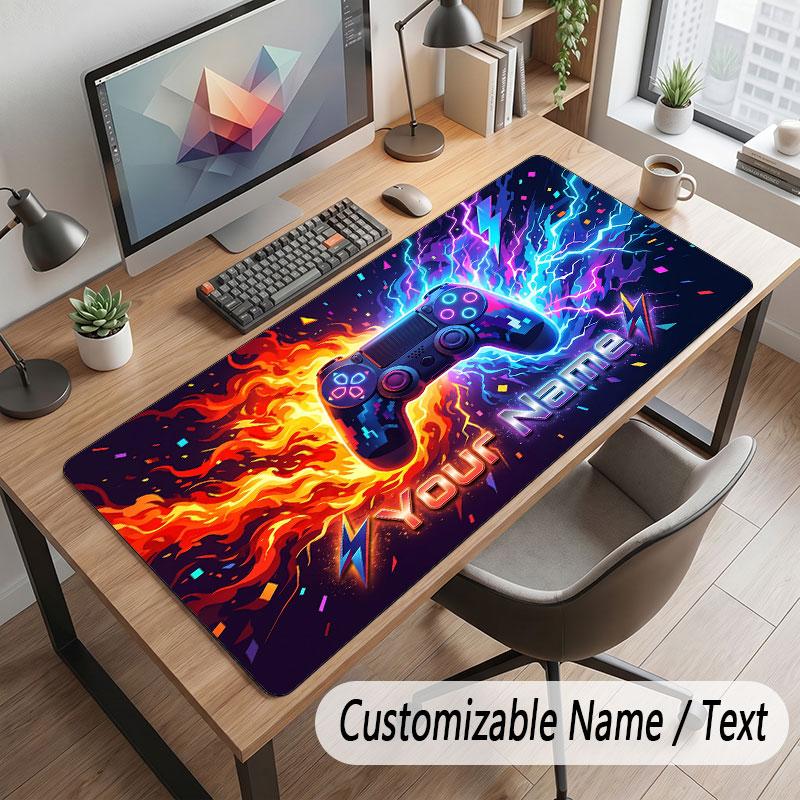 Game Controller Theme Customized Mouse Pad Personalized Print Name Text Desk Mat For Home Office Table Decor