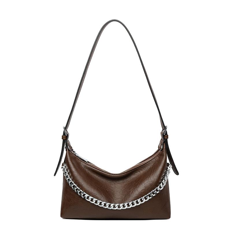 French Underarm Bag Women's 2025 New Fashion Chain Handbag, Simple Casual Retro Shoulder Bag with Simple Texture