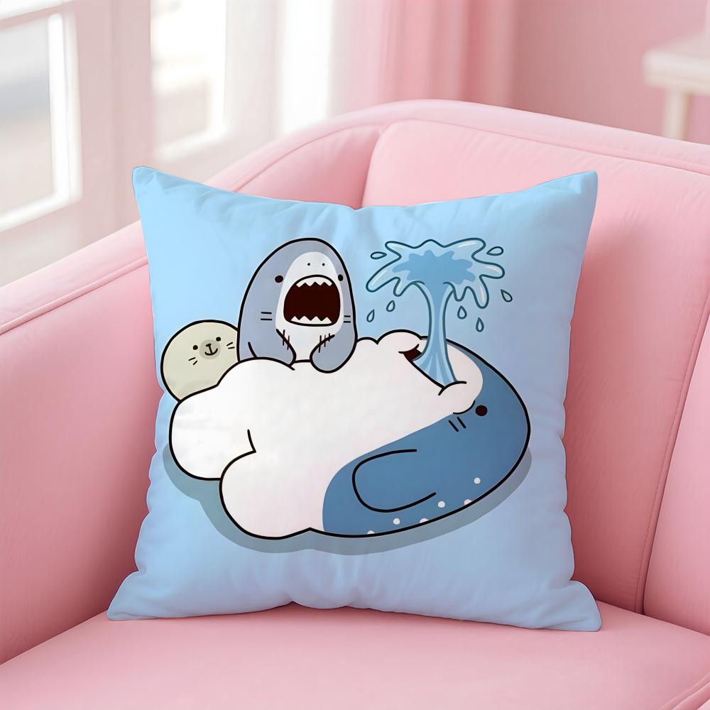 F-Fat S-Shark Cushion Cover Home & Car Multi-Scene Pillow Cover - Reversible, Soft & Durable for Daily Use