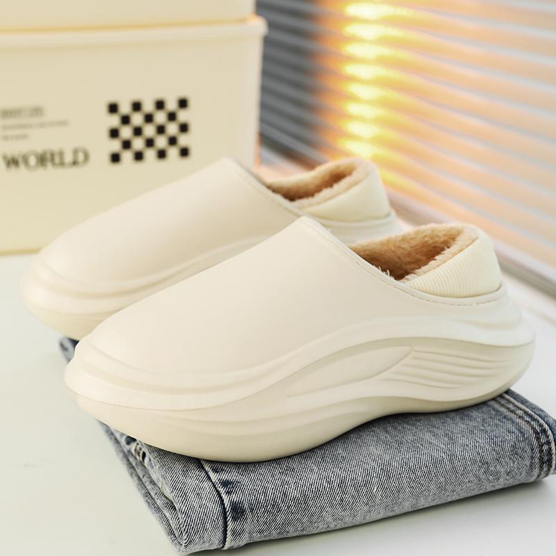 Fashion PARZIVAL Winter Men Women Shoes Casual House Shoes For Men Waterproof Outdoor Warm Cotton Shoes Indoor Plush Padded Slippers
