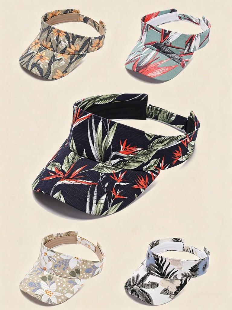 Unisex Printed Visor Cap Sun Protection Outdoor Sports Hat Adjustable For Beach Travel