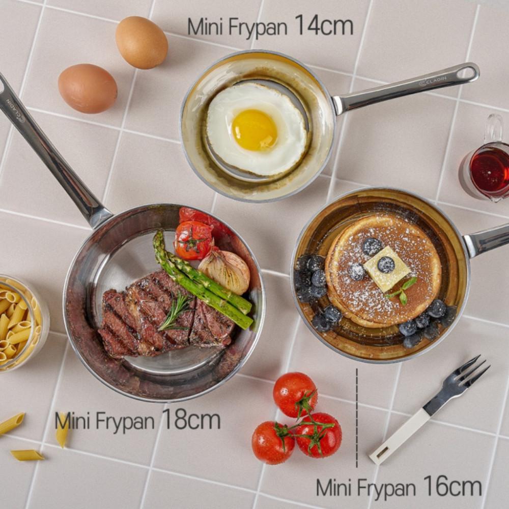 SAUTEN&Cladin 3 layer Stainless Steel IH mini frying pan 14cm 16cm 18cm