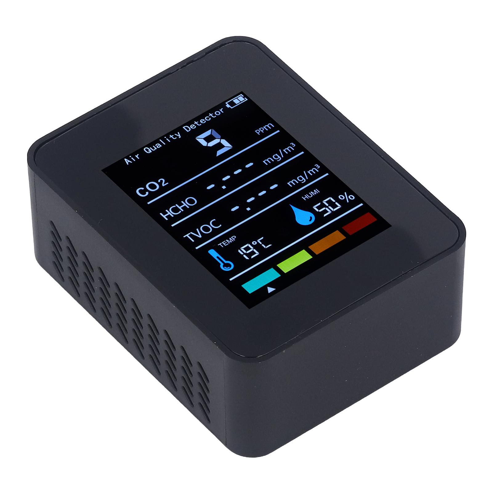 Black CO2 Carbon Dioxide Detector LCD TVOC HCHO Temperature Humidity Air Quality Meter ABS