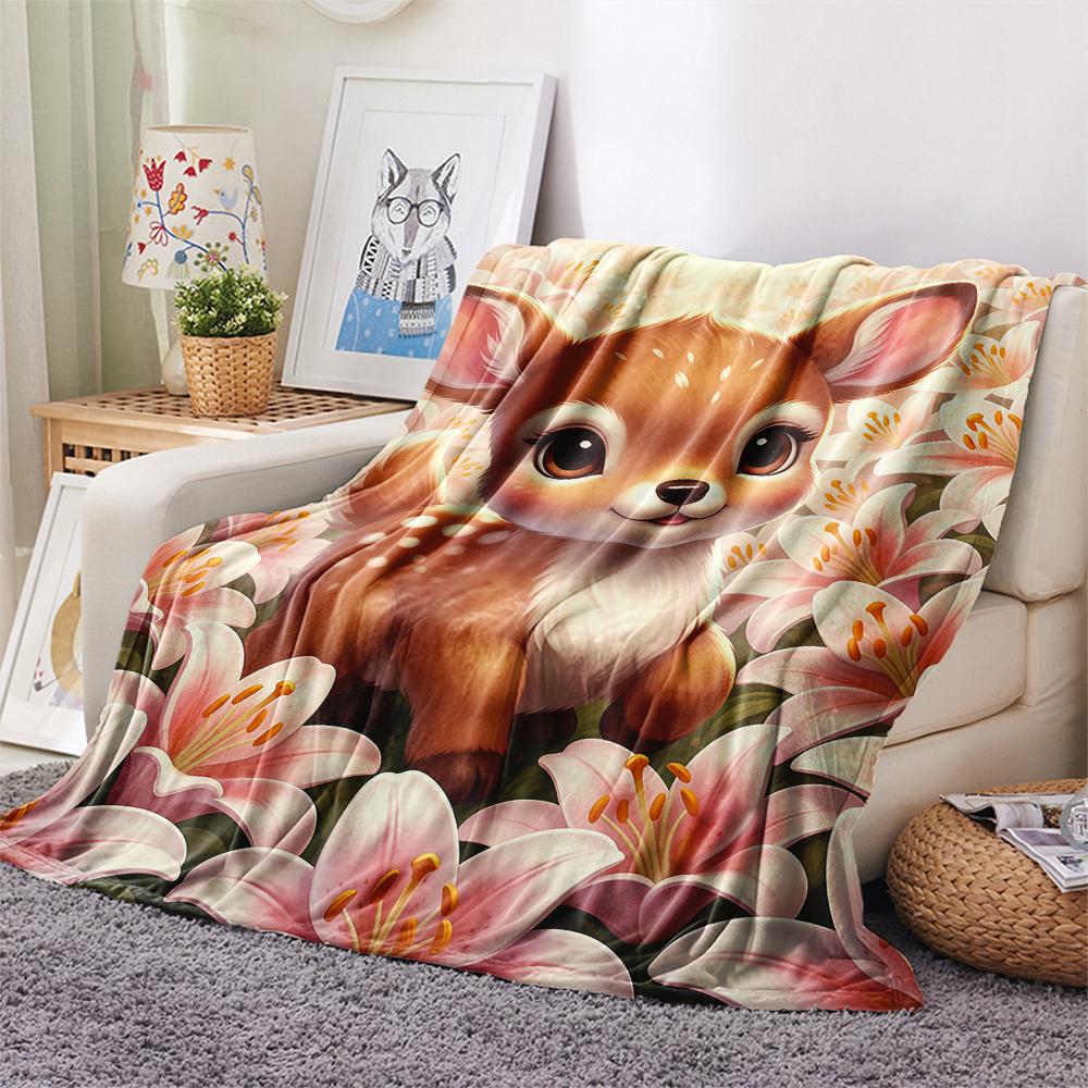 1 Pezzo Coperta in Flanella con Stampa Cartone Animato, Alta Qualità Confortevole per Tutte le Stagioni, Decorazione per la Casa, Calore e Comfort, Perfetta per Regalo di Natale Compleanno