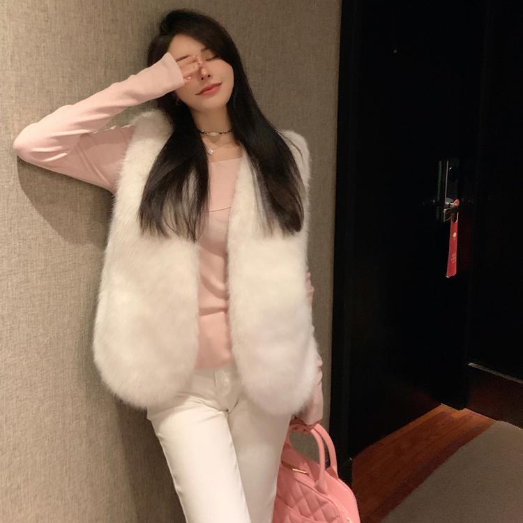 Autumn Winter Faux Mink Fur Vest Coat for Women Fur Outerwear Ladies Casual Sleeveless Jacket