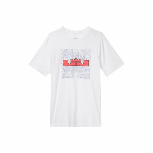 Nike LeBron James Basketball Cartoon Pattern Short Sleeve T-Shirt for Men, White L белый