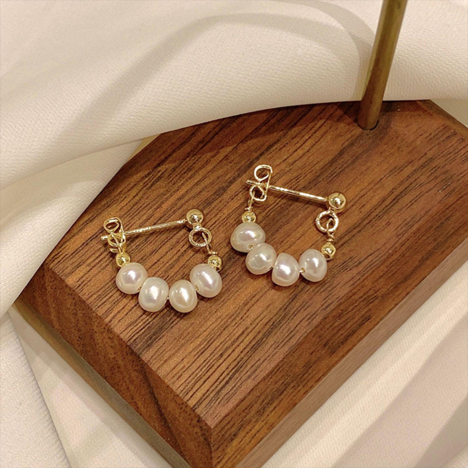 Freshwater Pearls Wear Irregular Pearl Earrings Before And After Women S Fashion Temperament Baroque Pearl Stud Earrings