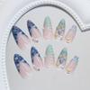 Three-dimensional Retro Blue Bubble Flash  Pearl Gradual Change Starfish Temperament Removable Manicure 24 Pieces