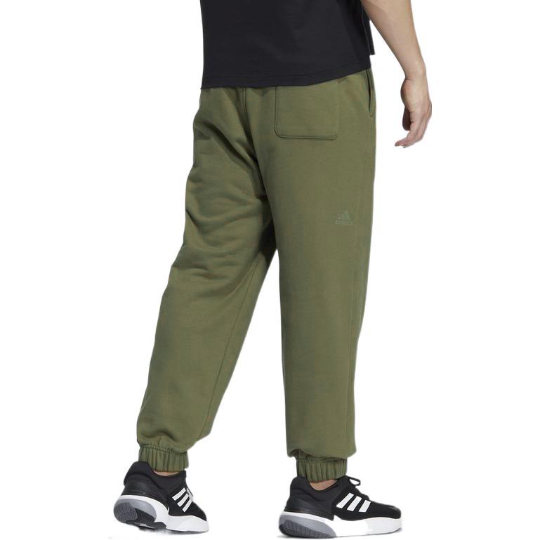 Adidas Unifarbene Jogginghose mit Logo-Print und elastischem Bund für Herren, Dunkelolivgrün IB2764