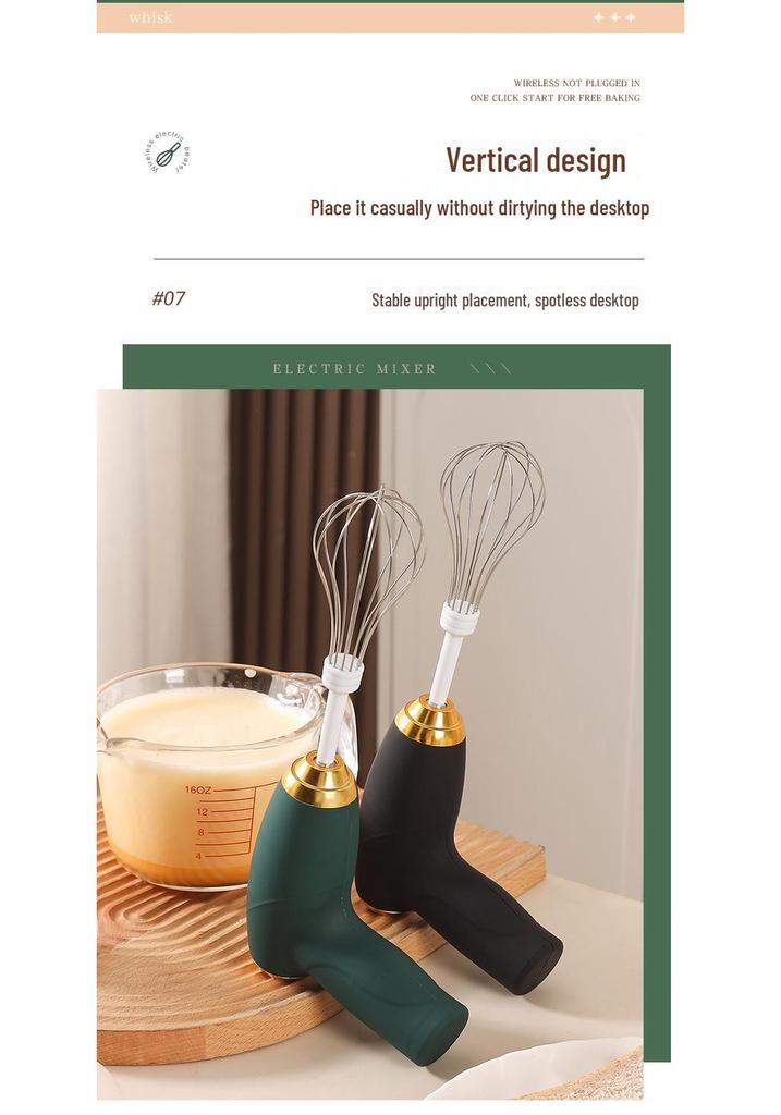 Wireless Mini Electric Egg Beater - Three-Speed Adjustable Handheld Whipping Mixer