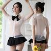 Sexy Clothes Pure Desire Bow Short Skirt School Girl Outfit Free Cute College Style Sailor Suit Transparent Suit