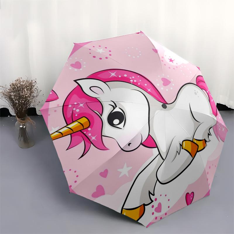 Magical Unicorn Kids' Room Decor StickerUmbrella, Portable 3-Fold Umbrella for Men & Women,Christmas Gift ES158