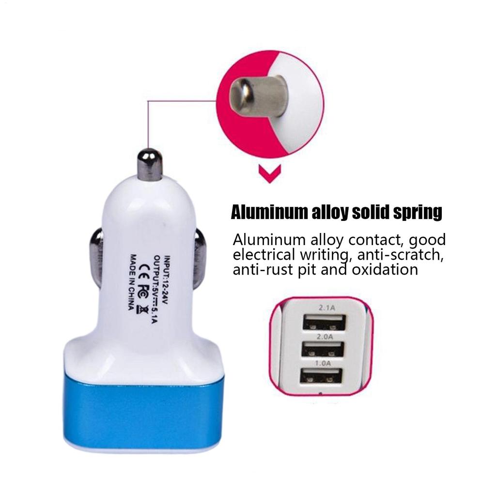 Cell Phone Car Charger Car Charger With 3 USB Ports For Mobile Phones Efficient Heat Dissipation Design Automotive Charging Tool